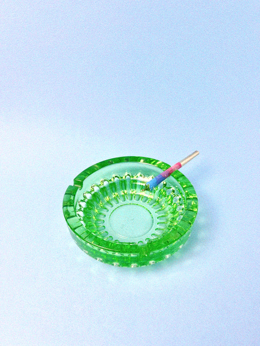 Vintage Green Glass Ashtray