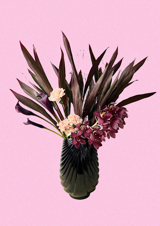 Vintage Art Deco Draped Ceramic Shell | Black