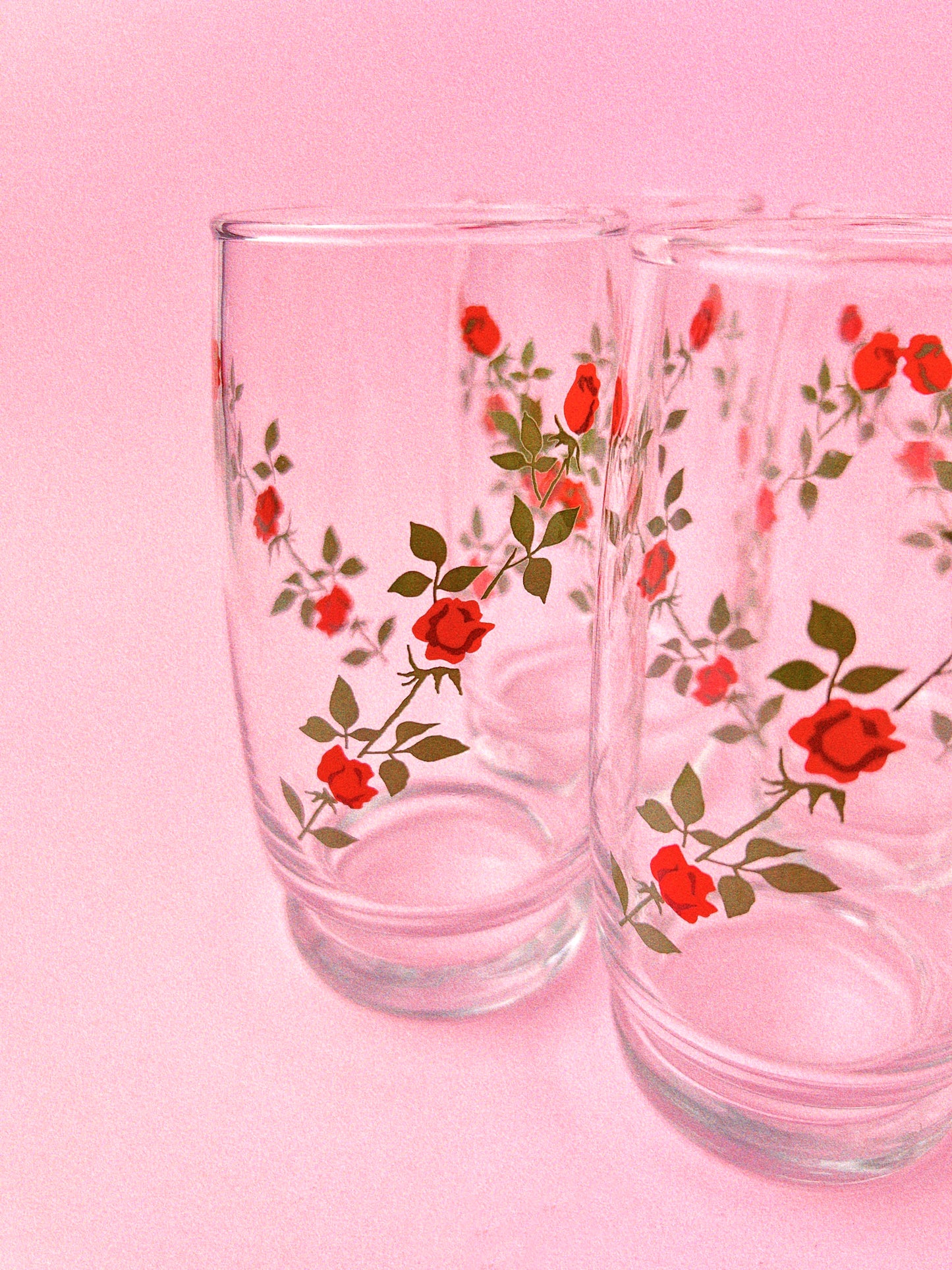 Vintage Anchor Hocking Rose Tumblers, Set of 4