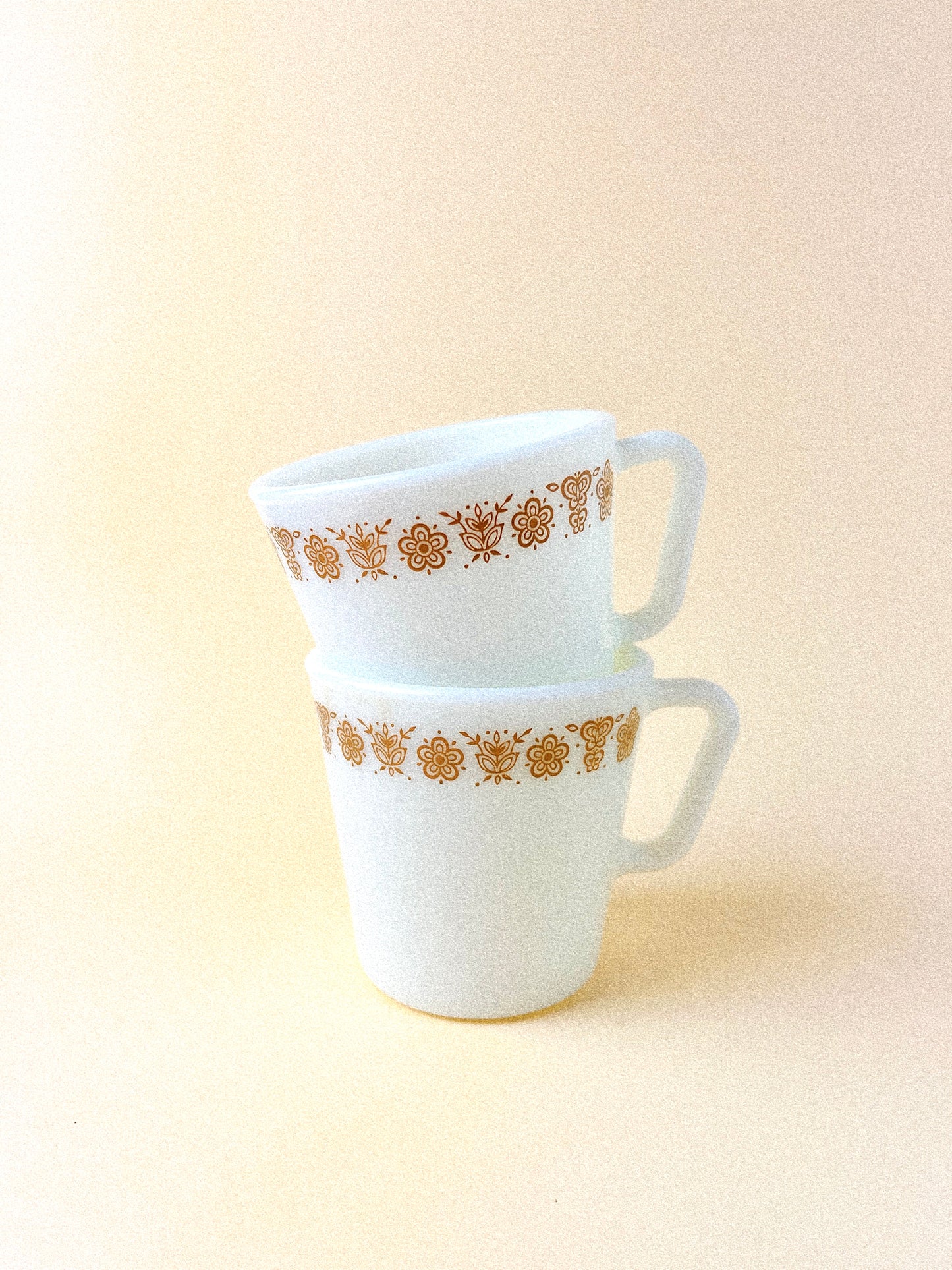 Vintage Butterfly Gold Pyrex Mugs, Set of 2