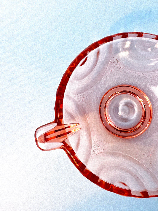 Vintage Pink Depression Glass Nappy Dish, Set of 3