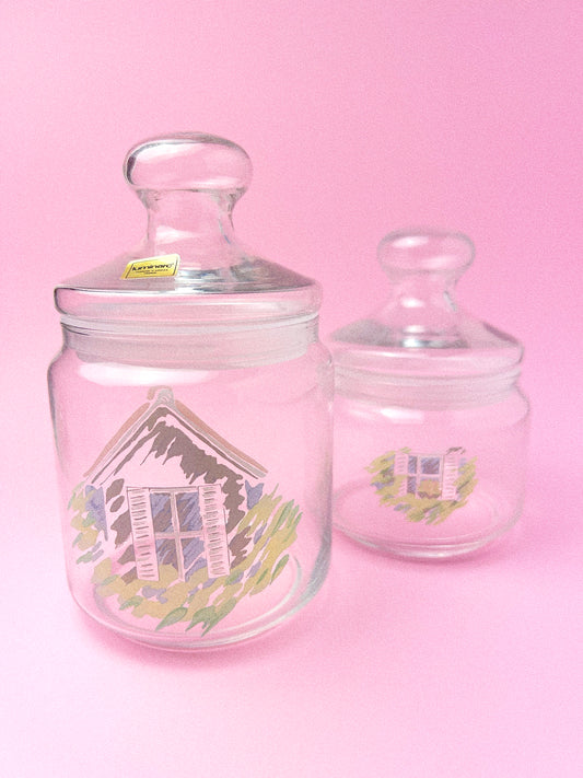 Vintage Luminarc Stash Jars, Set of 2