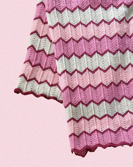Vintage Knitted Ezzie Chevron Blanket