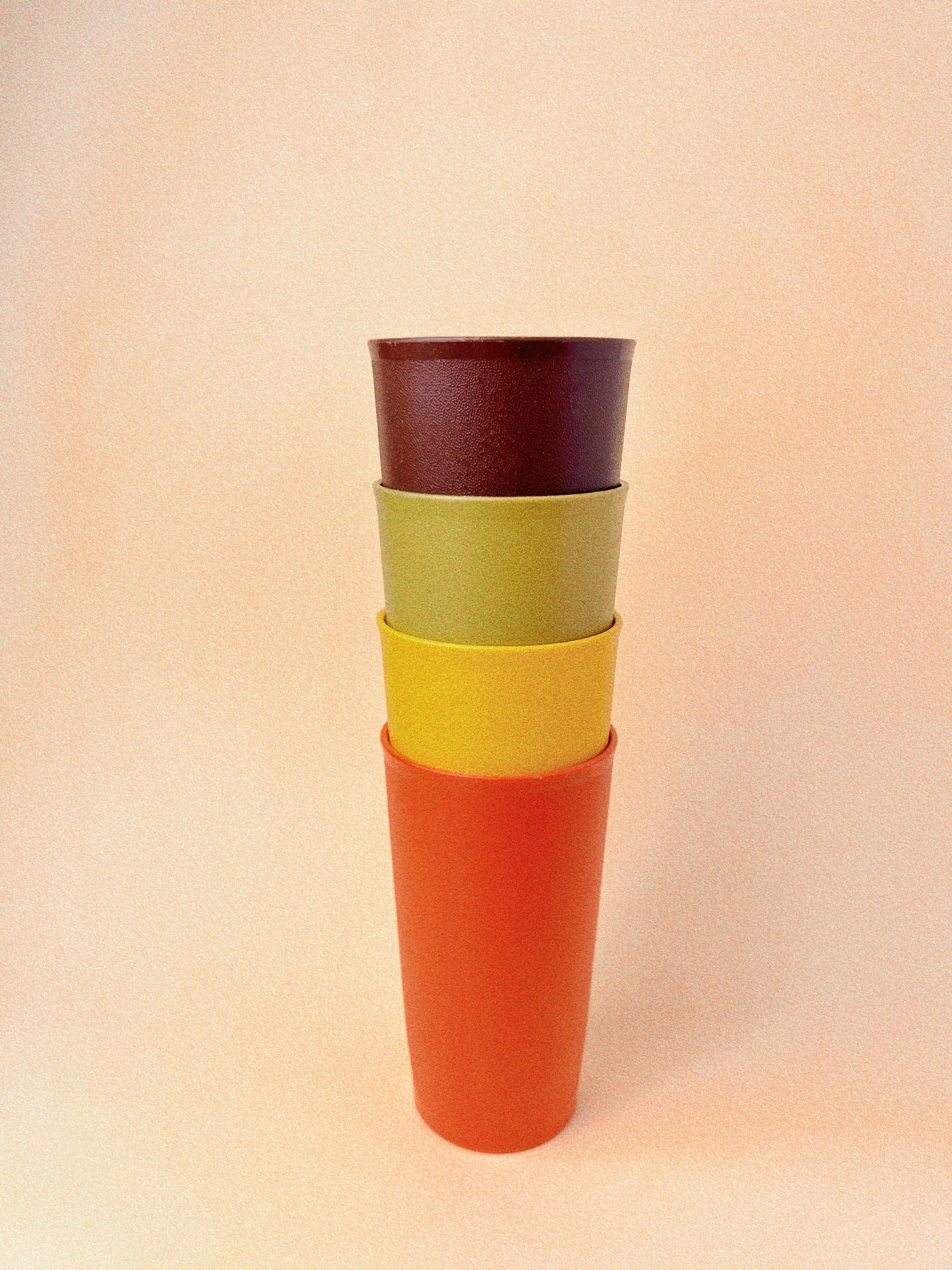 Vintage Tupperware Stackable Tumblers – Harvest Colours – Afterall