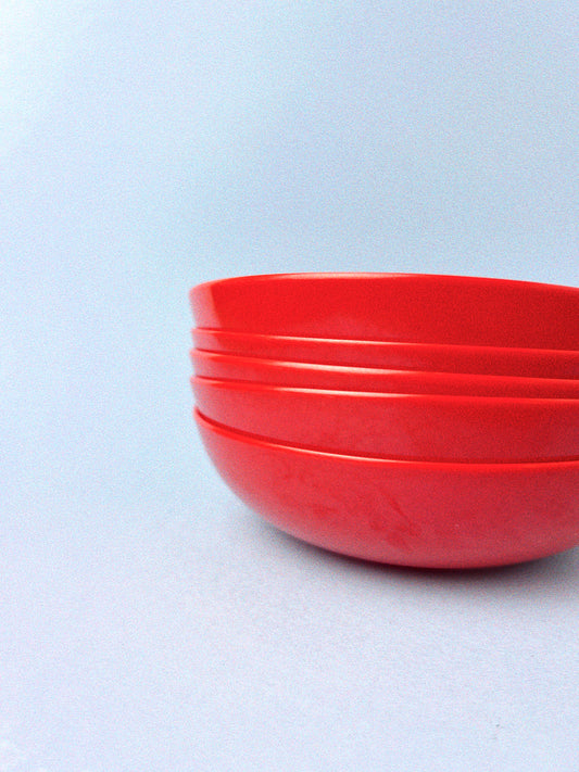 Vintage Maplex Melamine Snack Bowls, Set of 5 | Red