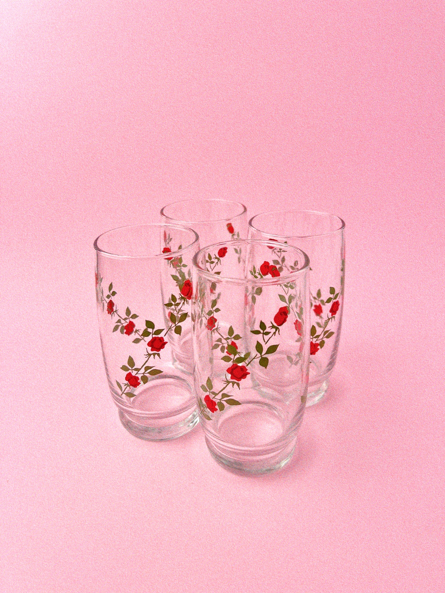 Vintage Anchor Hocking Rose Tumblers, Set of 4