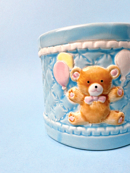 Vintage Baby Bear Plant Pot | Blue