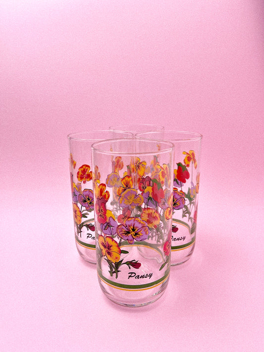 Pansy Glasses, Set of 4 | Tall